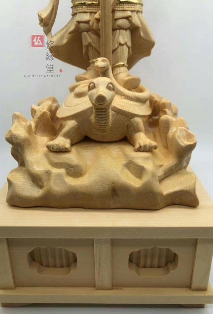 【修縁堂】最高級 木彫り 仏像 北辰妙見菩薩立像 彫刻 本金 切金 天然木檜材