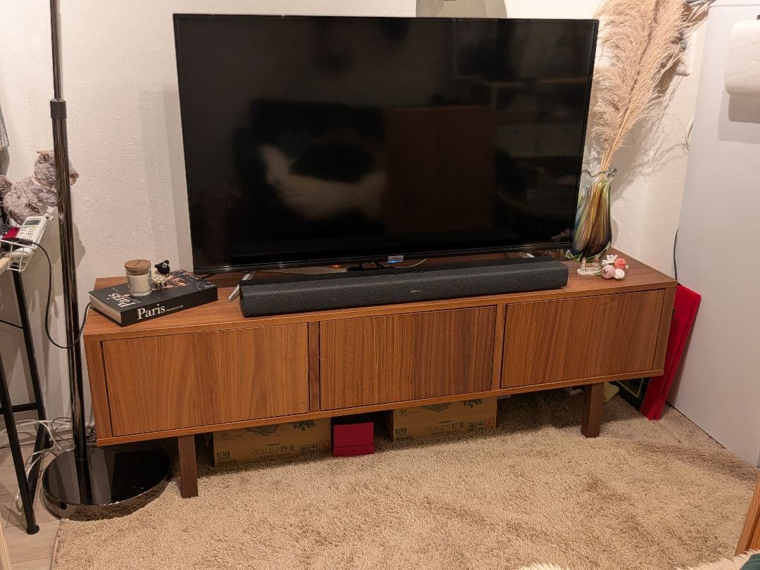 【IKEA/組み立て済】テレビ台ウォールナット 160×40×50cm