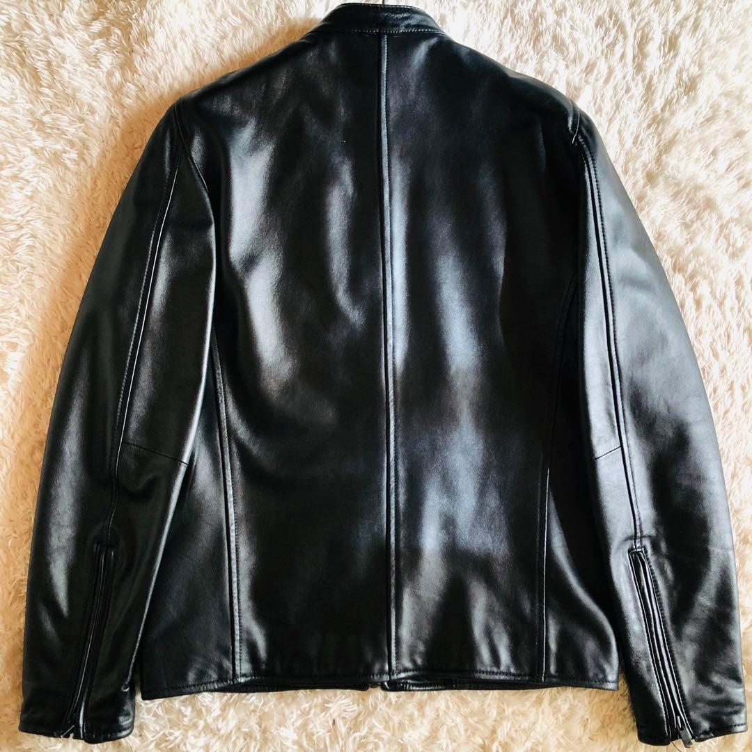 未使用✨AKM シングルライダースジャケット 高級羊革 艶感 ブラック M