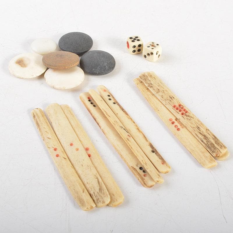 中国　竹嵌　骨牌　背竹牌　麻雀牌　唐木箱付　D　8706