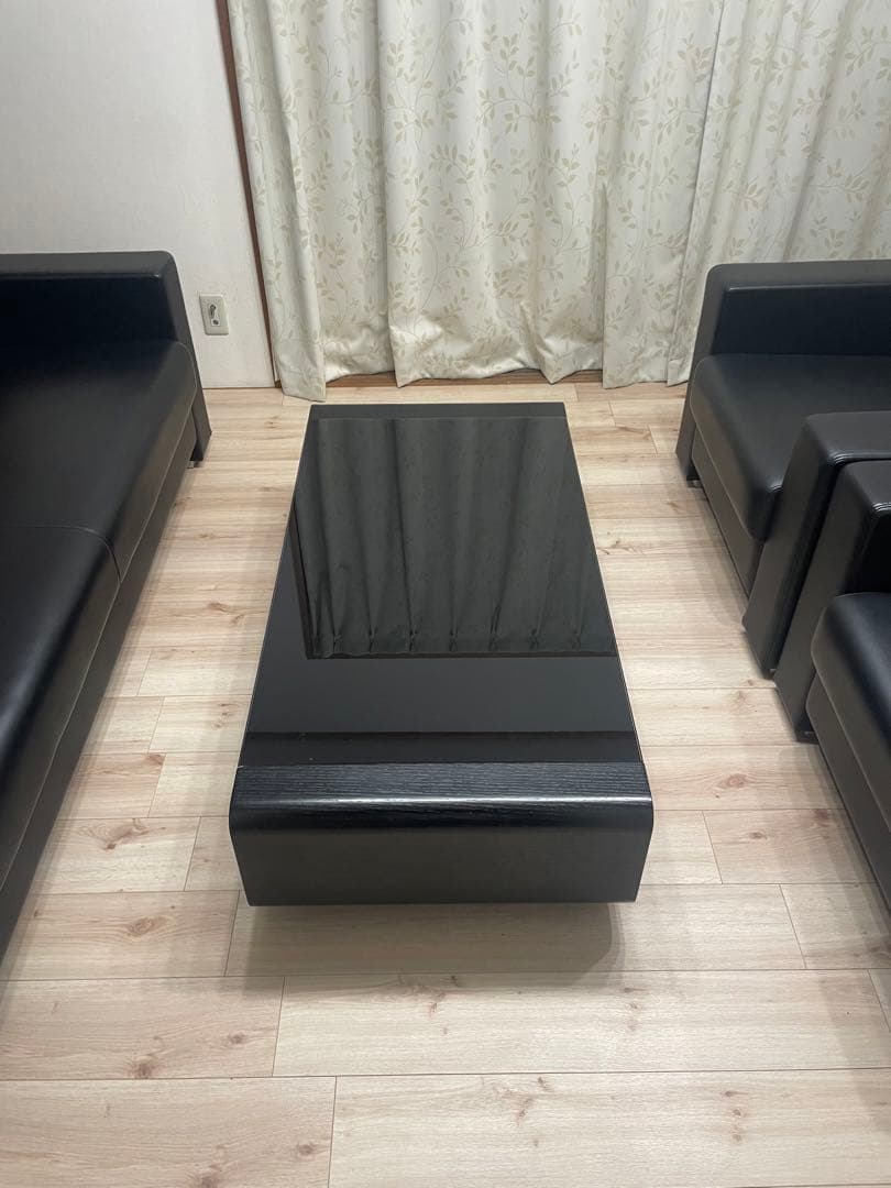 【358style様】ガラステーブル_ローテーブル黒　1点