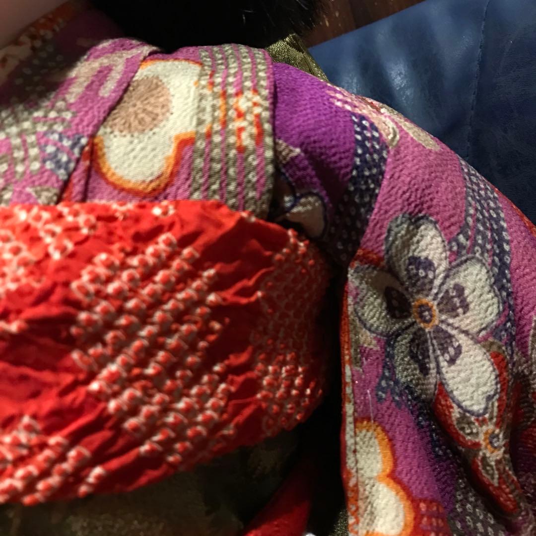 市松人形　大正　光龍斎　63cm　　パープルピンク系着物