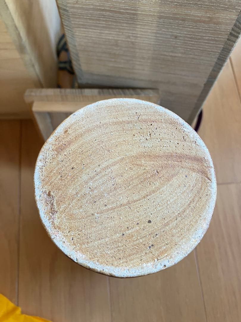 濱田晋作　黒釉鋳掛　益子焼　花瓶