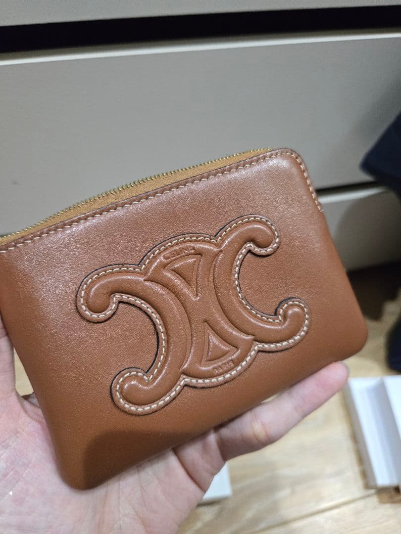 美品　セリーヌ　キーリングケース　カードケース　トリオンフ　タン