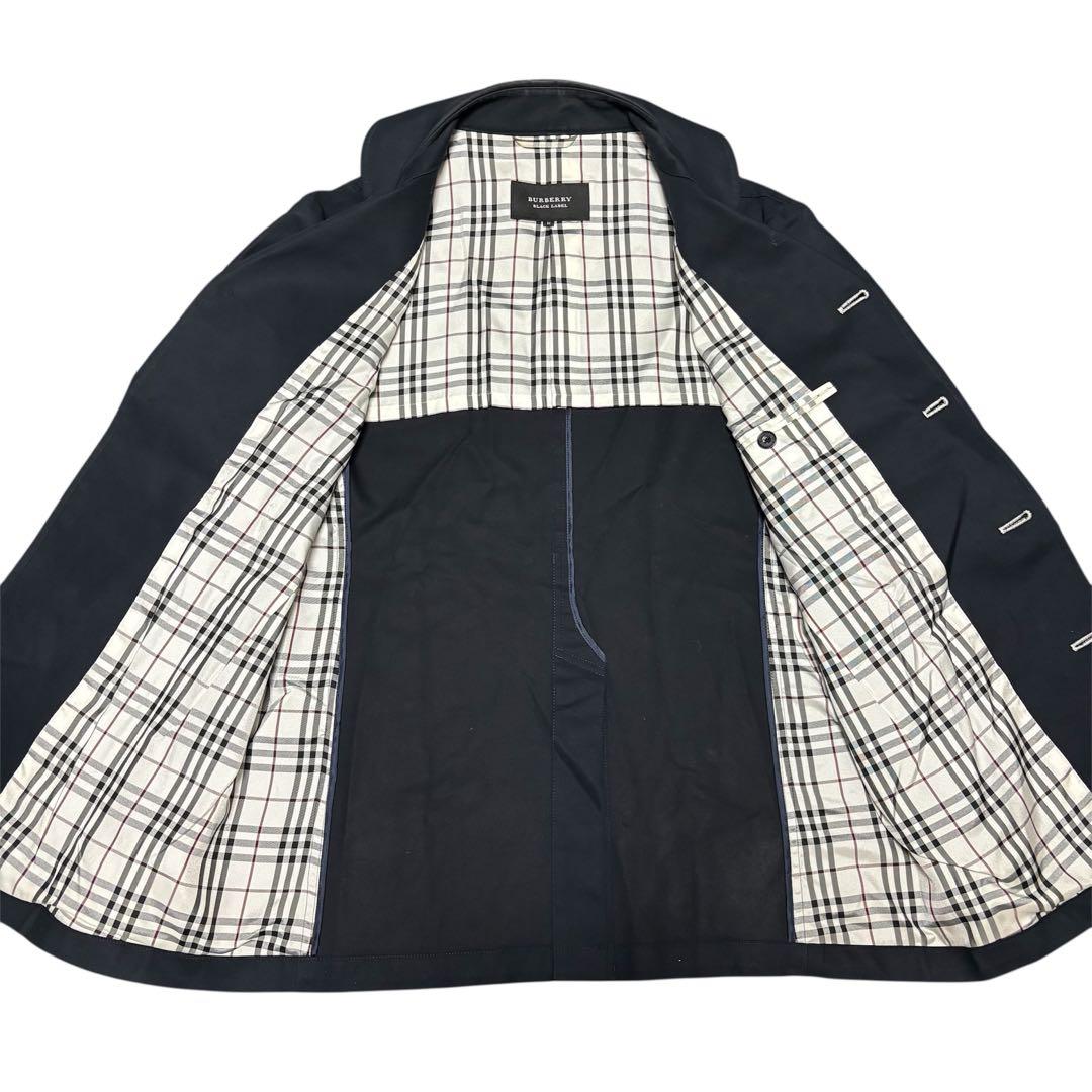 ☆*☆様 美品 バーバリーブラックレーベル マリンコート 銀ボタン ロゴ刺繍 黒