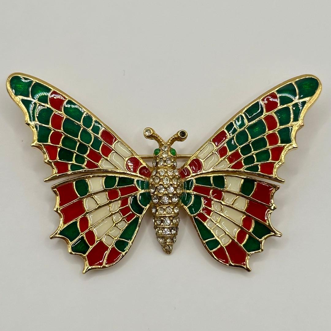 【希少】CINER サイナー ブローチ バタフライ ラインストーン マルチカラー