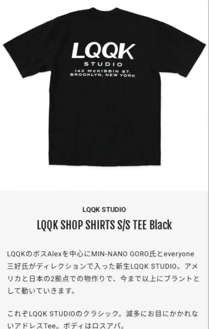 トップス LQQK STUDIO SHOP SHIRTS S/S TEE Blk