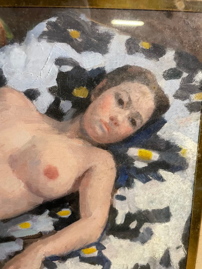 kotoya-gaku真作 伊藤悌三 『横たわる裸婦』 油彩 光風会員