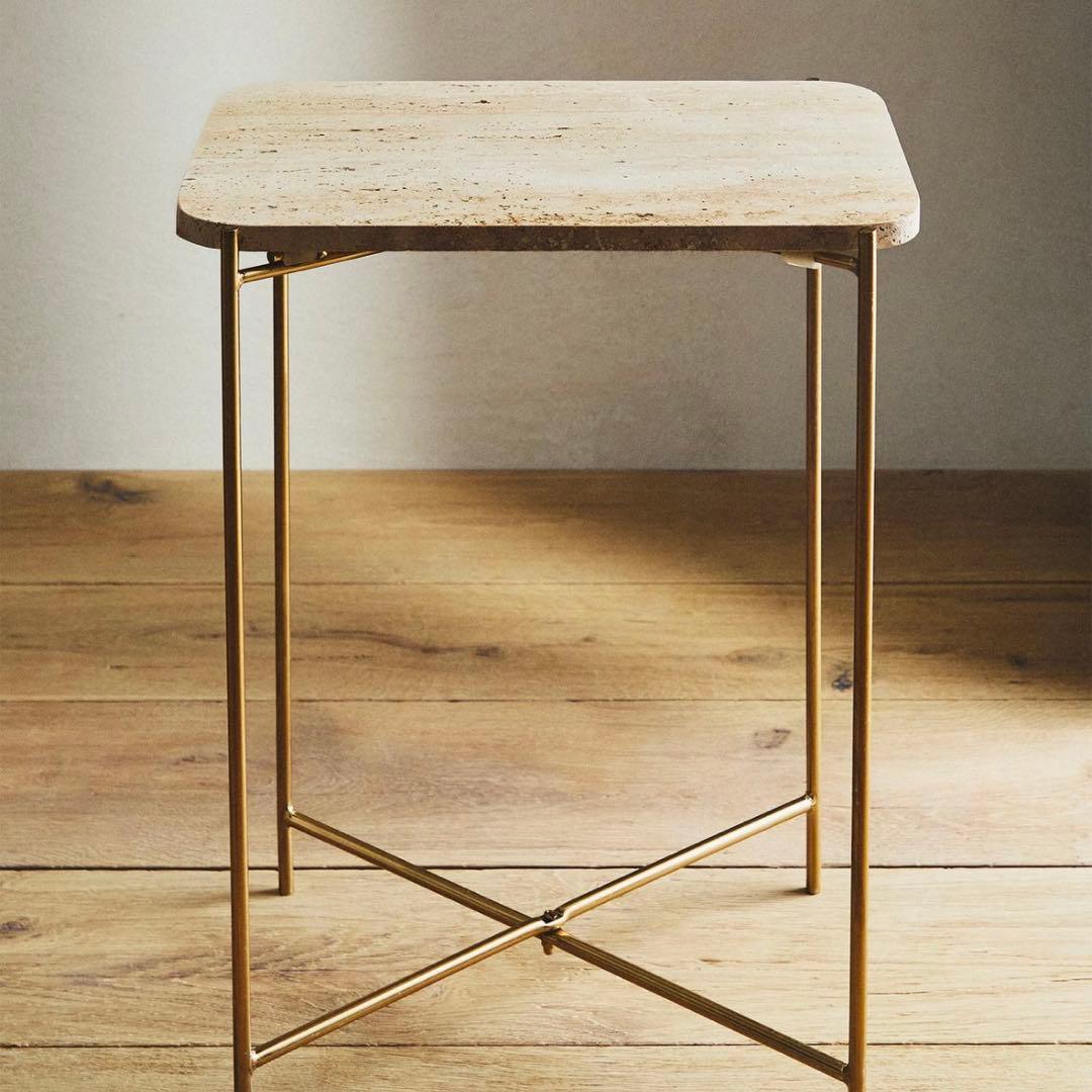 zara / 天然石天板の長方形サイドテーブル