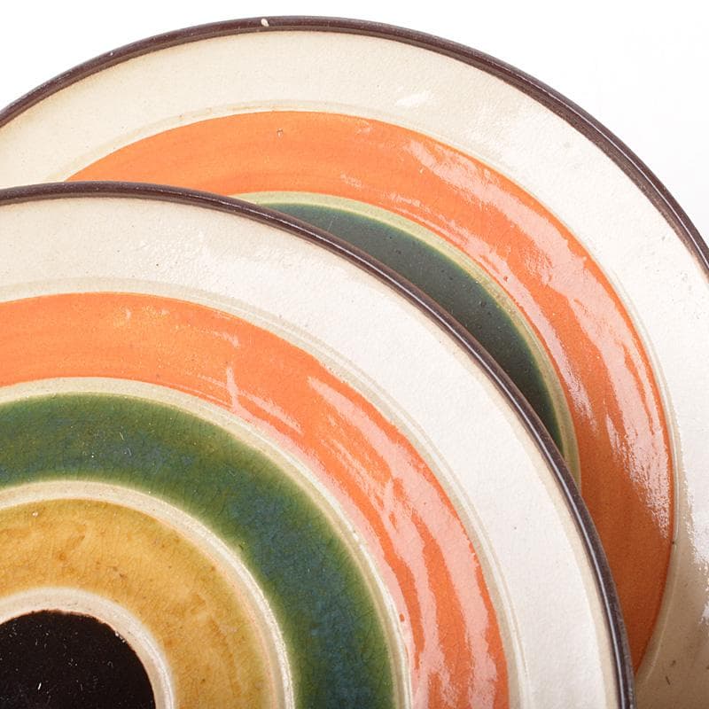 和食器　瀬戸焼　 加藤春鼎 色絵　獨楽　菓子皿　五客　共箱　C　R7548