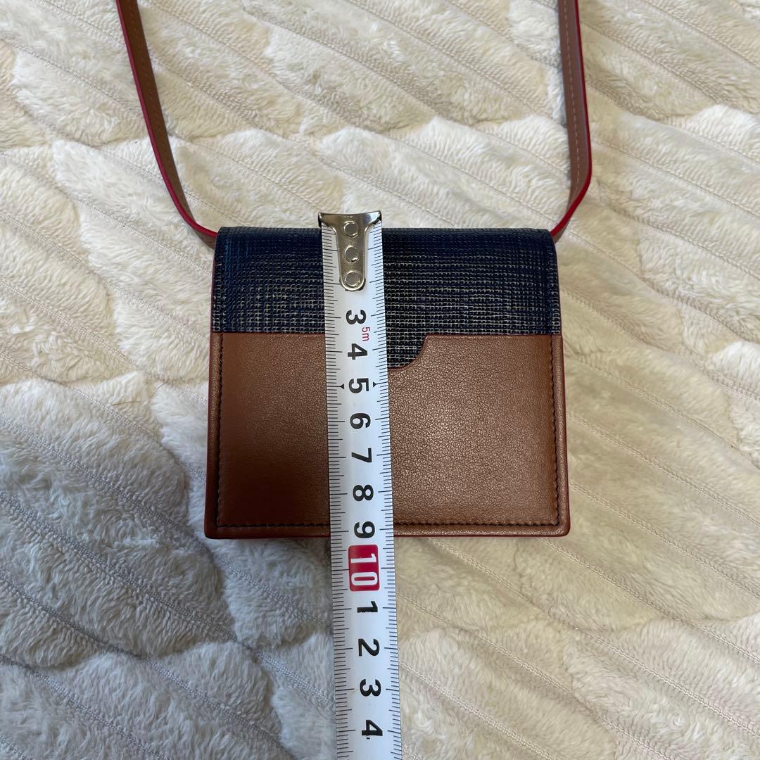 マルニ　ショルダーケース　カードケース　　ブラウン×ネイビー