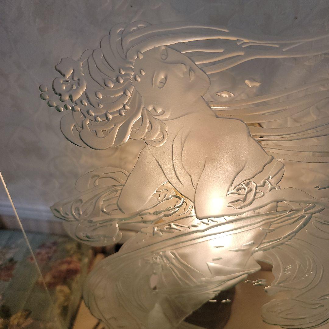 エッチング ガラス彫刻　ヴィンテージアート工芸品　額入り　ミュシャの絵モチーフ