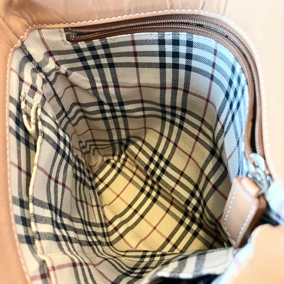美品★Burberry オールレザー ショルダーバッグ ベージュ ノバチェック