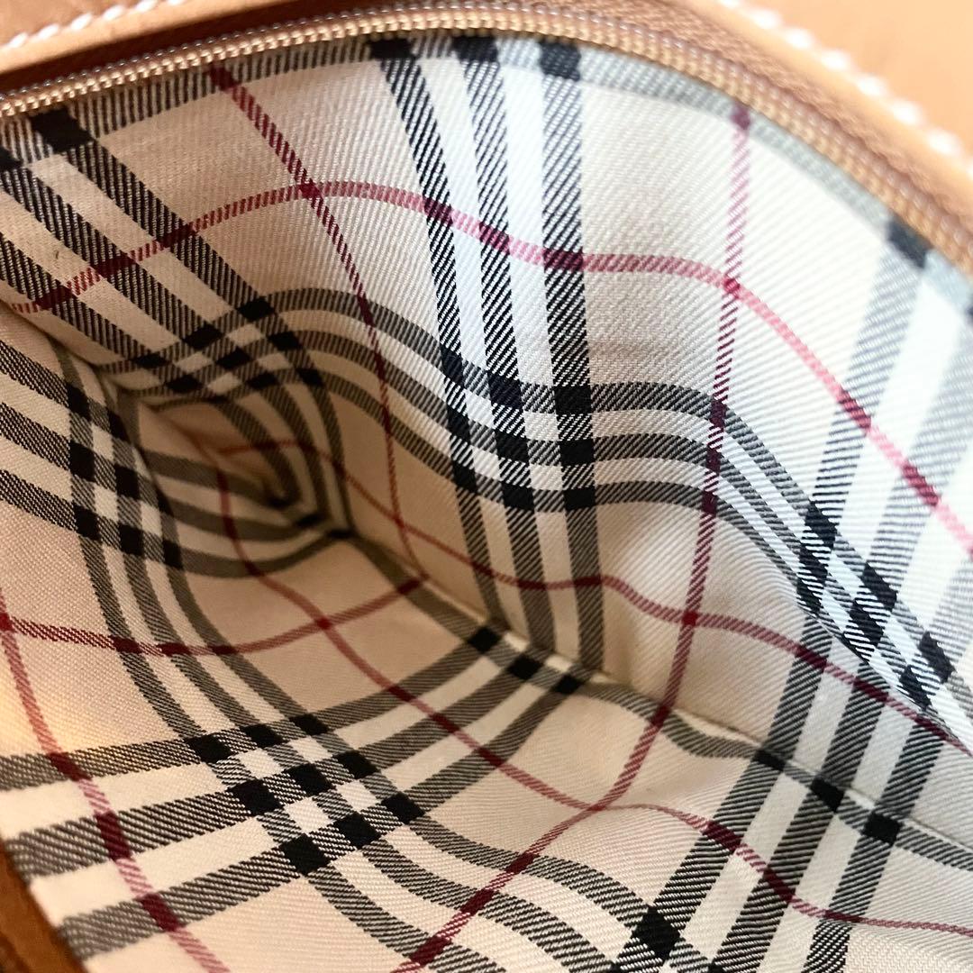美品★Burberry オールレザー ショルダーバッグ ベージュ ノバチェック