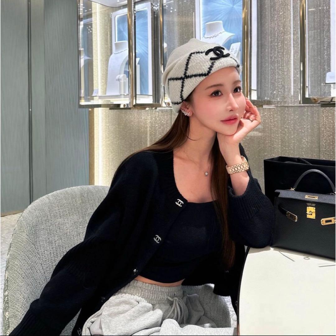 【CHANEL】シャネル アーガイル柄ニット帽