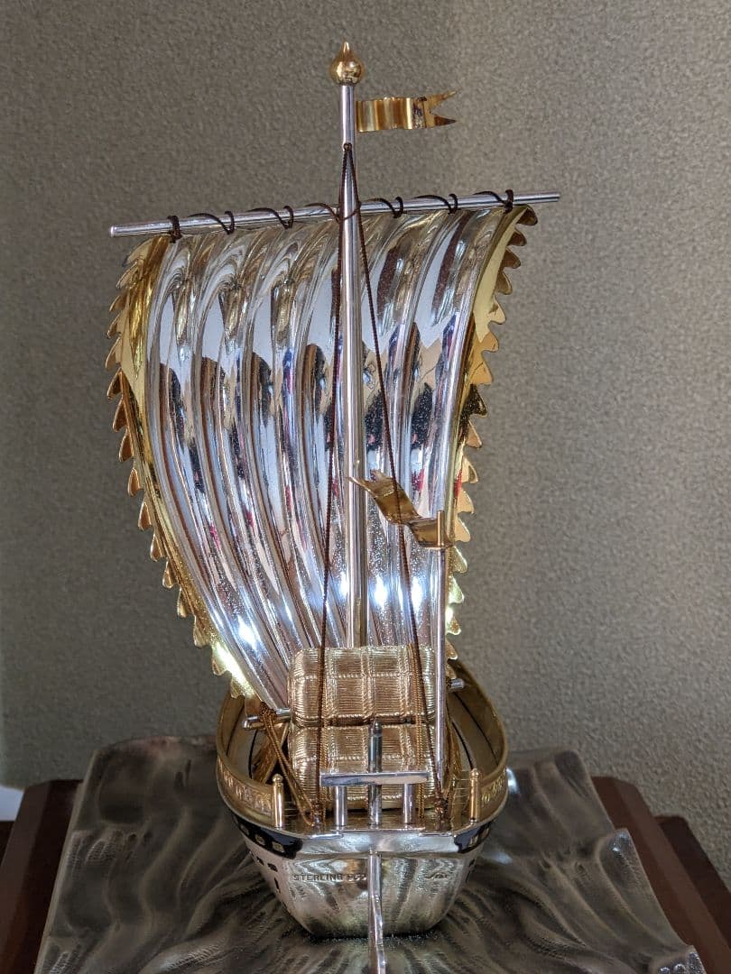 ♦関工芸 銀製宝船SILVER960 置物 飾り資産形成 銀価格517円 骨董品