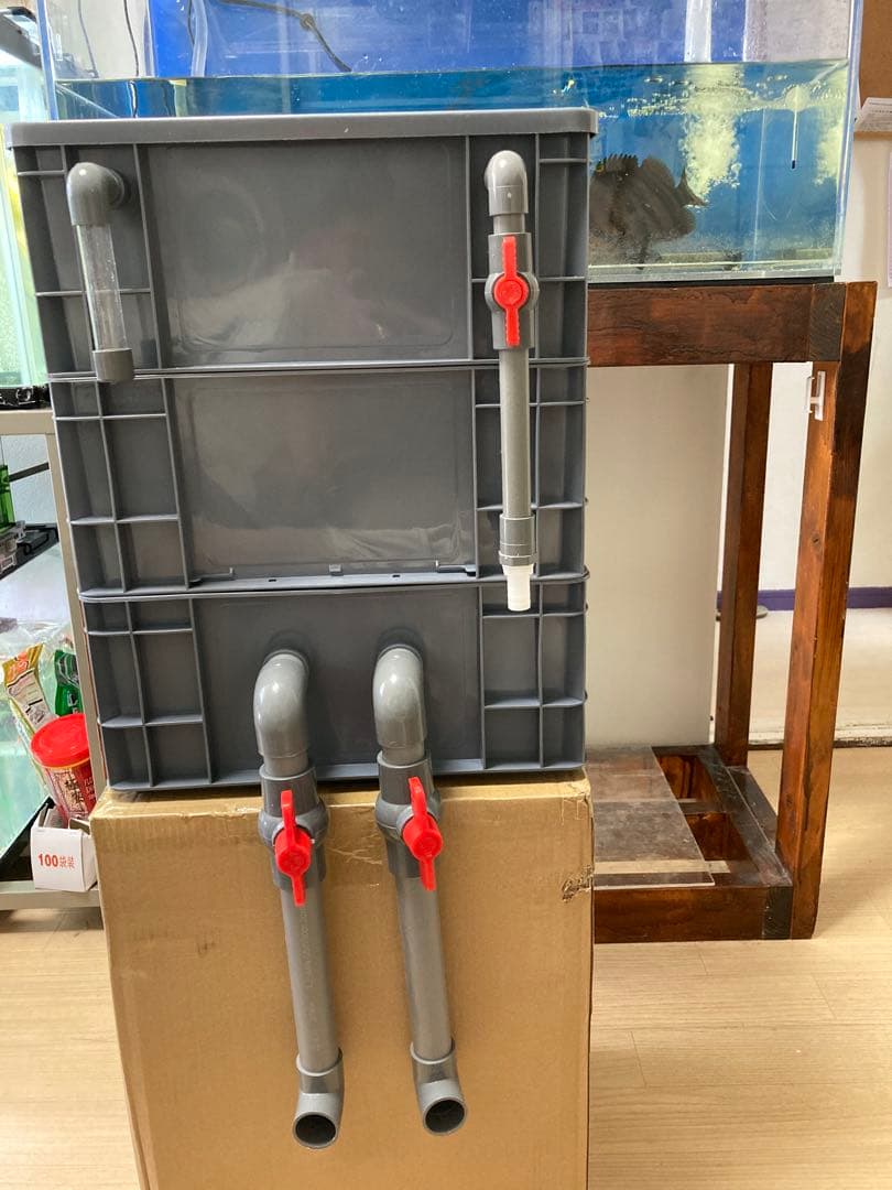 大型水槽用沈殿物理生物一体型濾過槽　外部式濾過装置器水槽濾過バイオフィルター付き