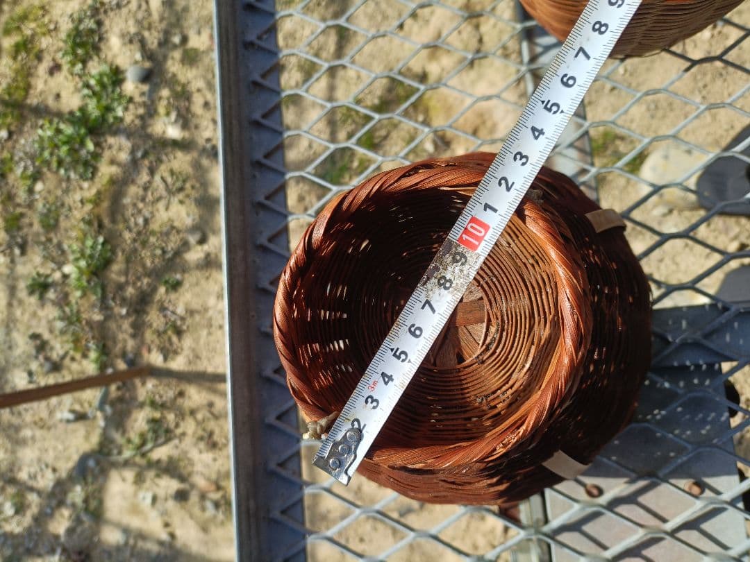 昭和レトロ 竹製 魚籠（びく） 腰籠 網付き 釣り道具 古道具ビンテージ