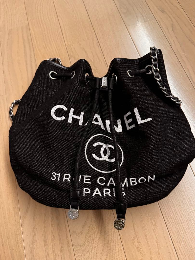 CHANEL ノベルティ キャンバス地　ブラック ショルダーバッグ 巾着