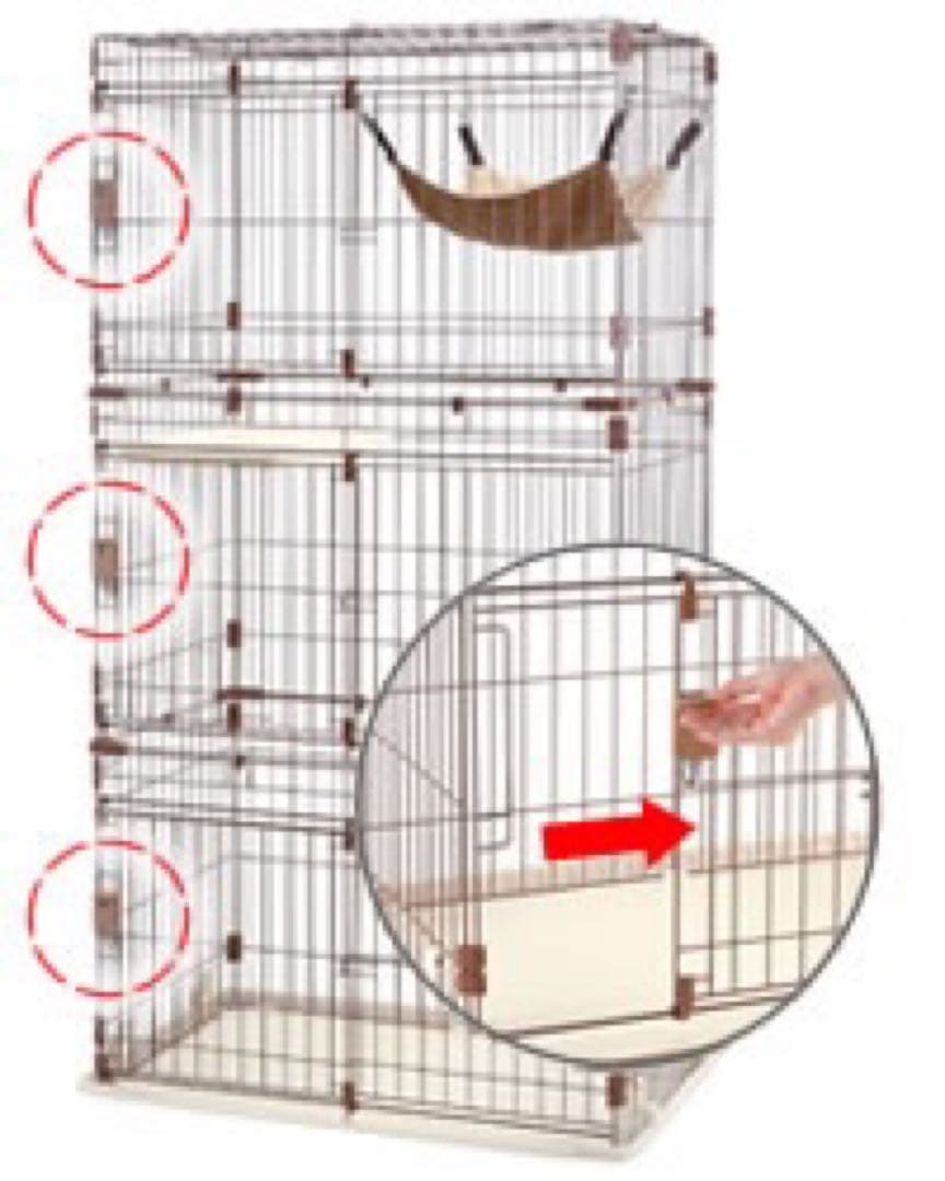 キャットケージ リラックスサークル Richell 猫用ケージ 3段ネコケージ