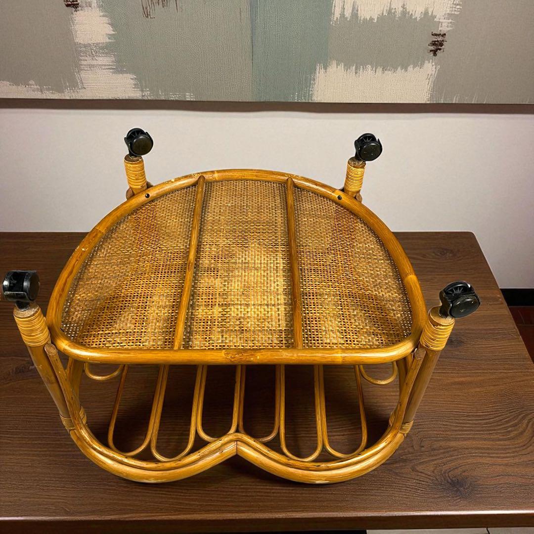 【希少】ハート型　ラタン　ガラス　テーブル　アンティーク　家具　レトロインテリア