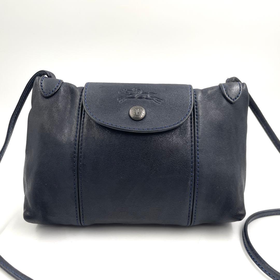 ロンシャン 536 ルプリアージュ ショルダーバッグ 斜め掛け レザー ネイビー