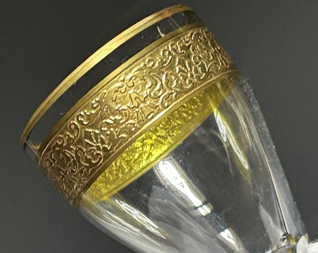 ベネチアンガラス MOSER 金彩 切子　モーゼル リキュールグラス 3個セット