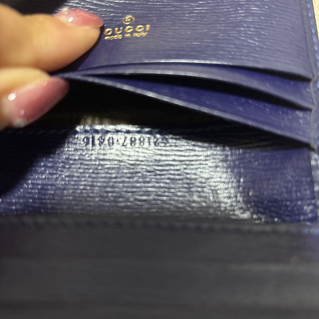 Gucci ドット柄 二つ折り財布　ネイビー　レッド　ミニ財布　折り財布