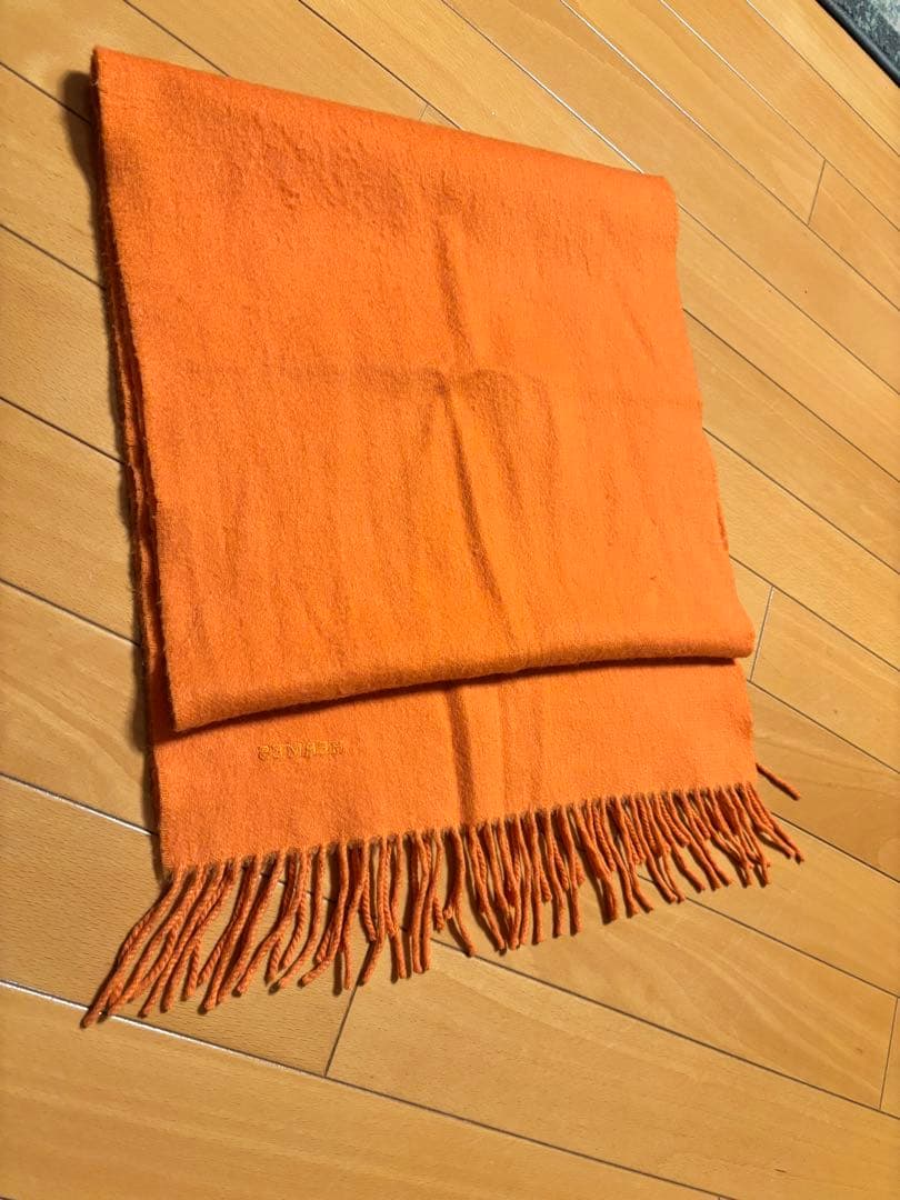 HERMES オレンジ ウールマフラー