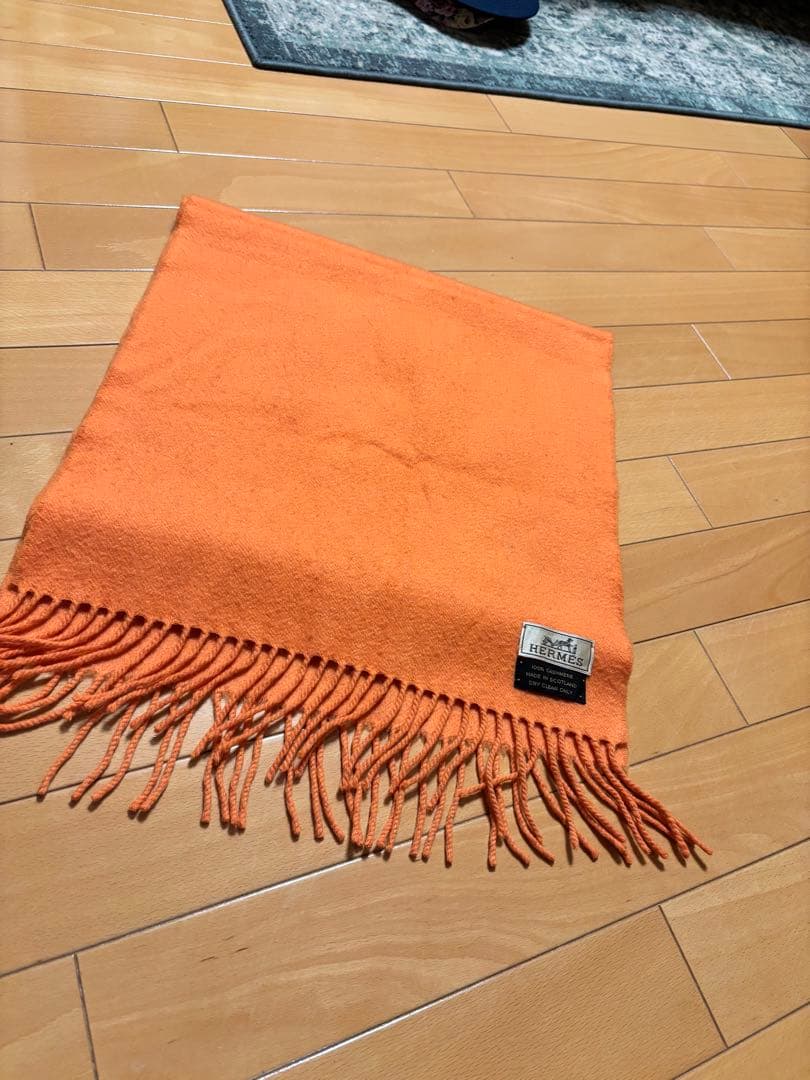 HERMES オレンジ ウールマフラー