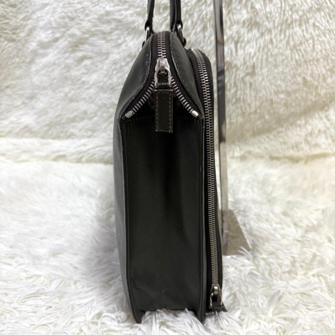 希少カラー✨PRADA サフィアーノ 三角ロゴ 2層 レザー A4ブリーフケース