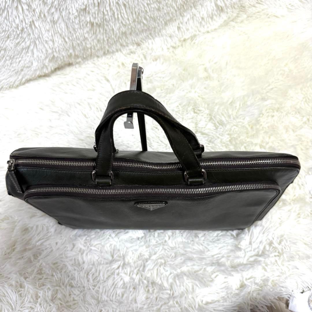 希少カラー✨PRADA サフィアーノ 三角ロゴ 2層 レザー A4ブリーフケース
