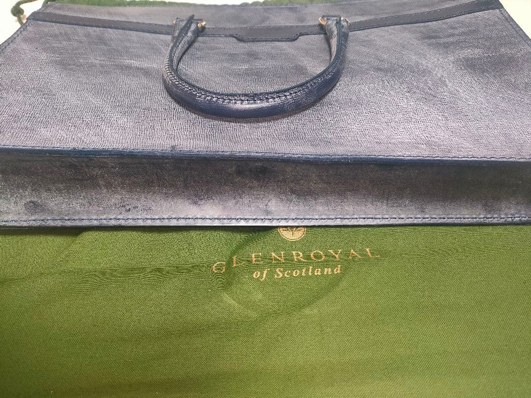 グレンロイヤル　02-5225　2ハンドルジップケース　ダークブルー　型押し