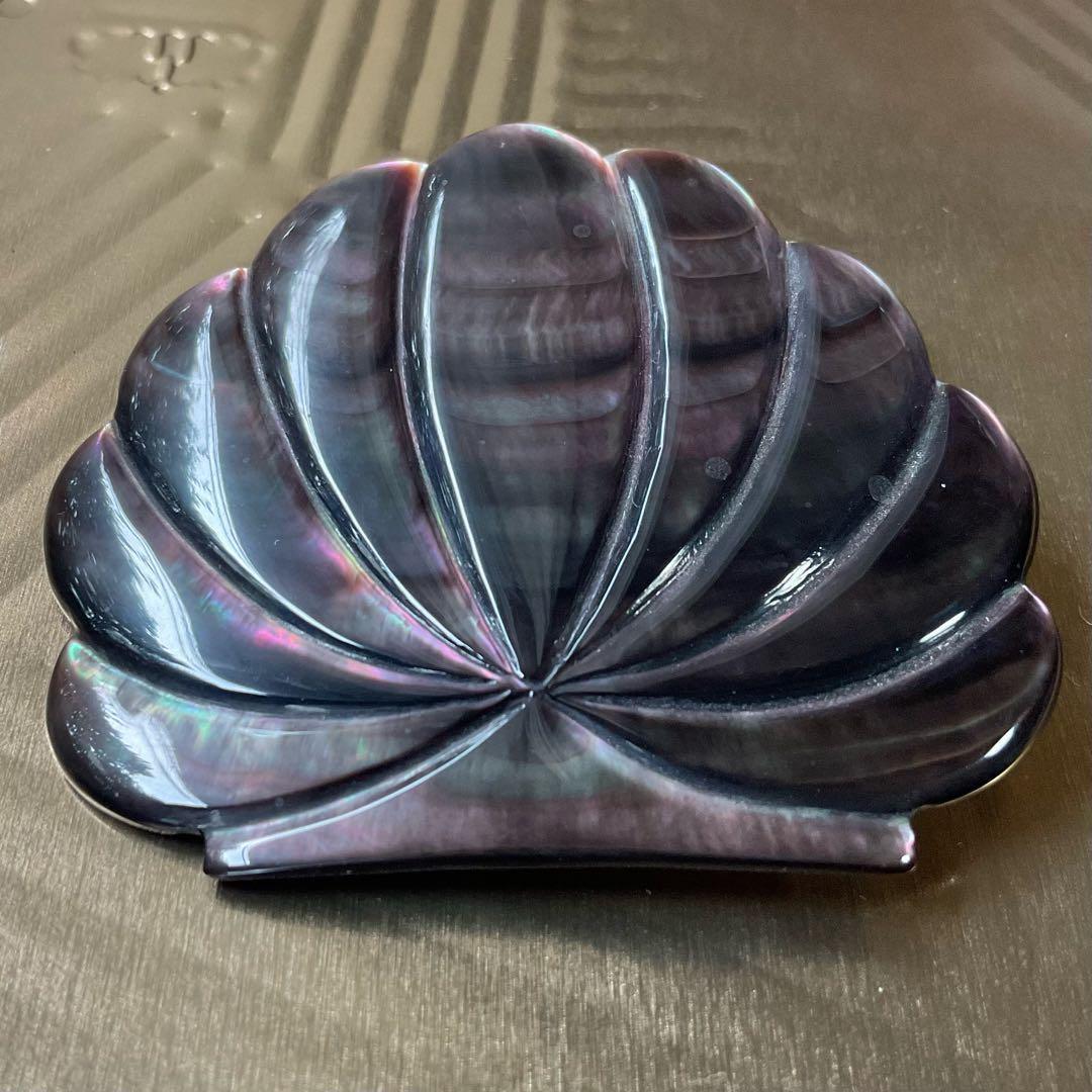 クロチョウ貝大ぶりブローチ　ブラックパールの母貝　大きめ　レトロ シルバー