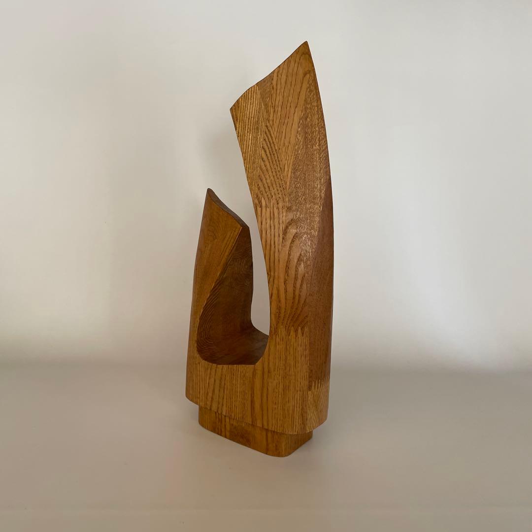 在名 作家もの 抽象彫刻 アブストラクト ウッド スカルプチャー ②