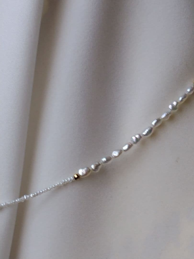 K18 ２種類の、アコヤ真珠ケシパールの、ネックレス