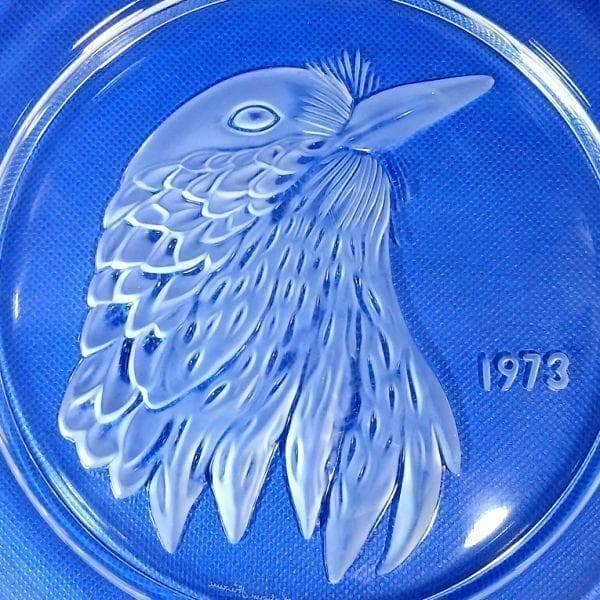 ラリック カケス（鳥） クリスタルガラス イヤープレート フランス アンティーク