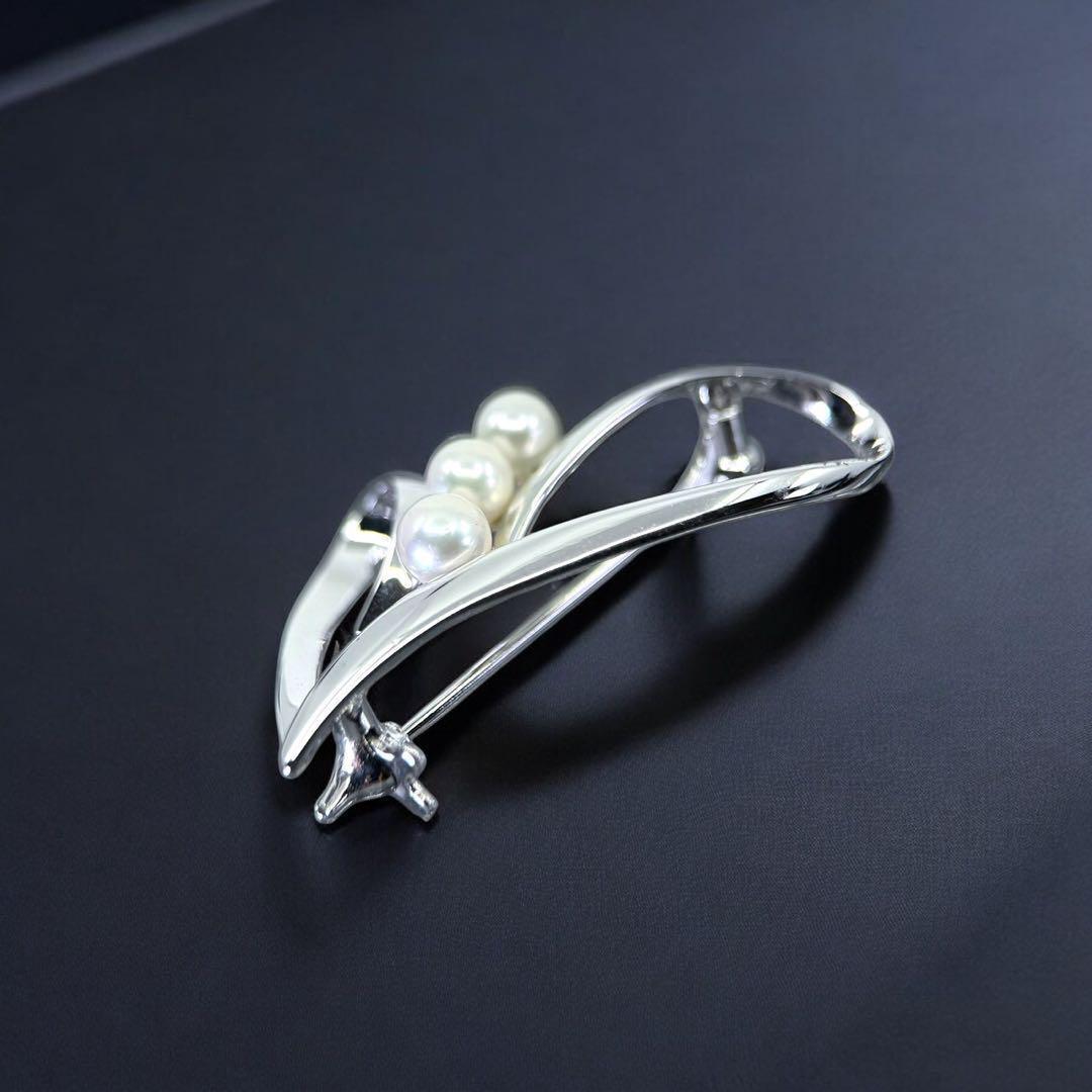 【未使用保管品】ミキモト　アコヤ　本真珠　ブローチ　コサージュ　シルバー