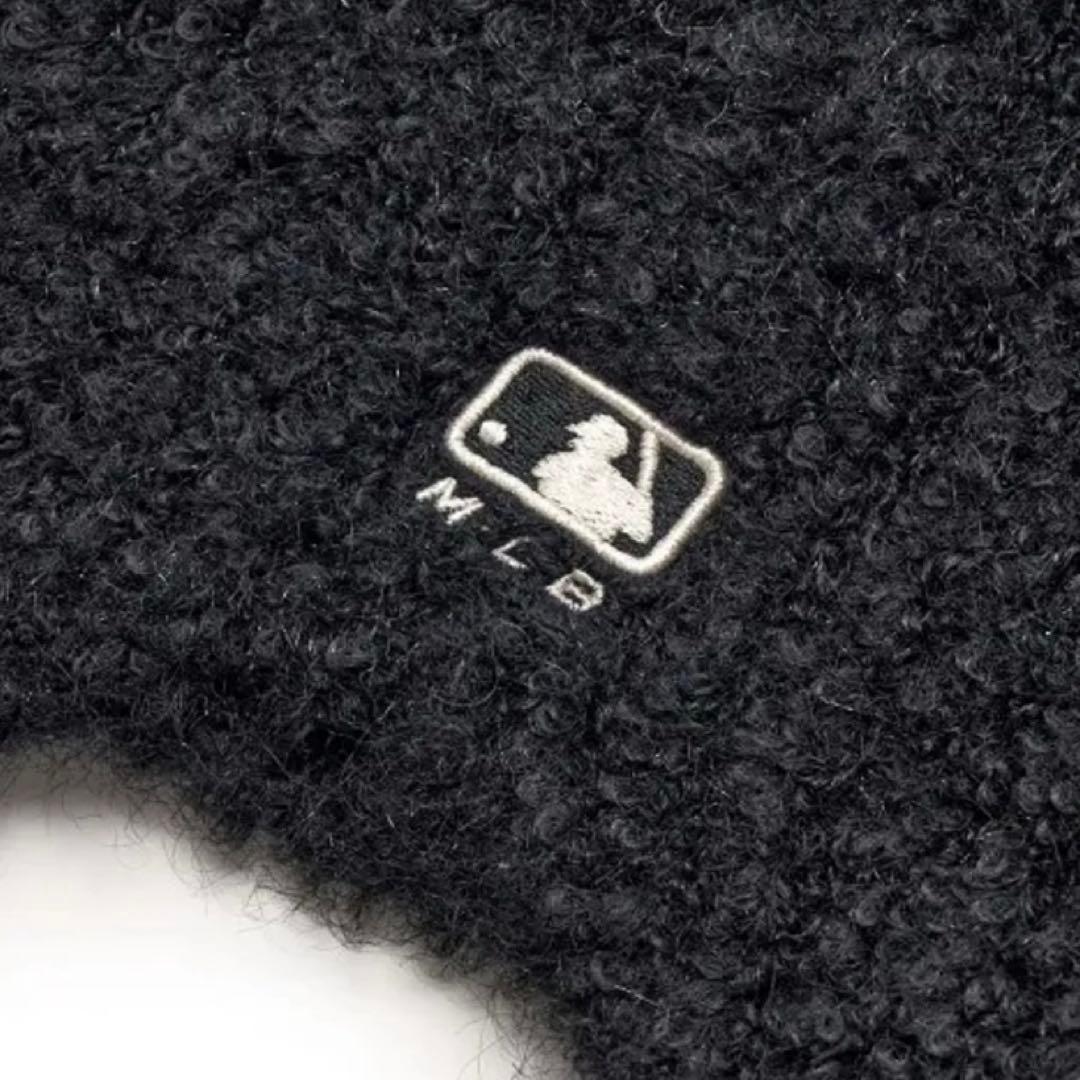 韓国限定 MLB カリナ 着用 猫耳 ミャオン ビーニー 紐付 ブラック 黒