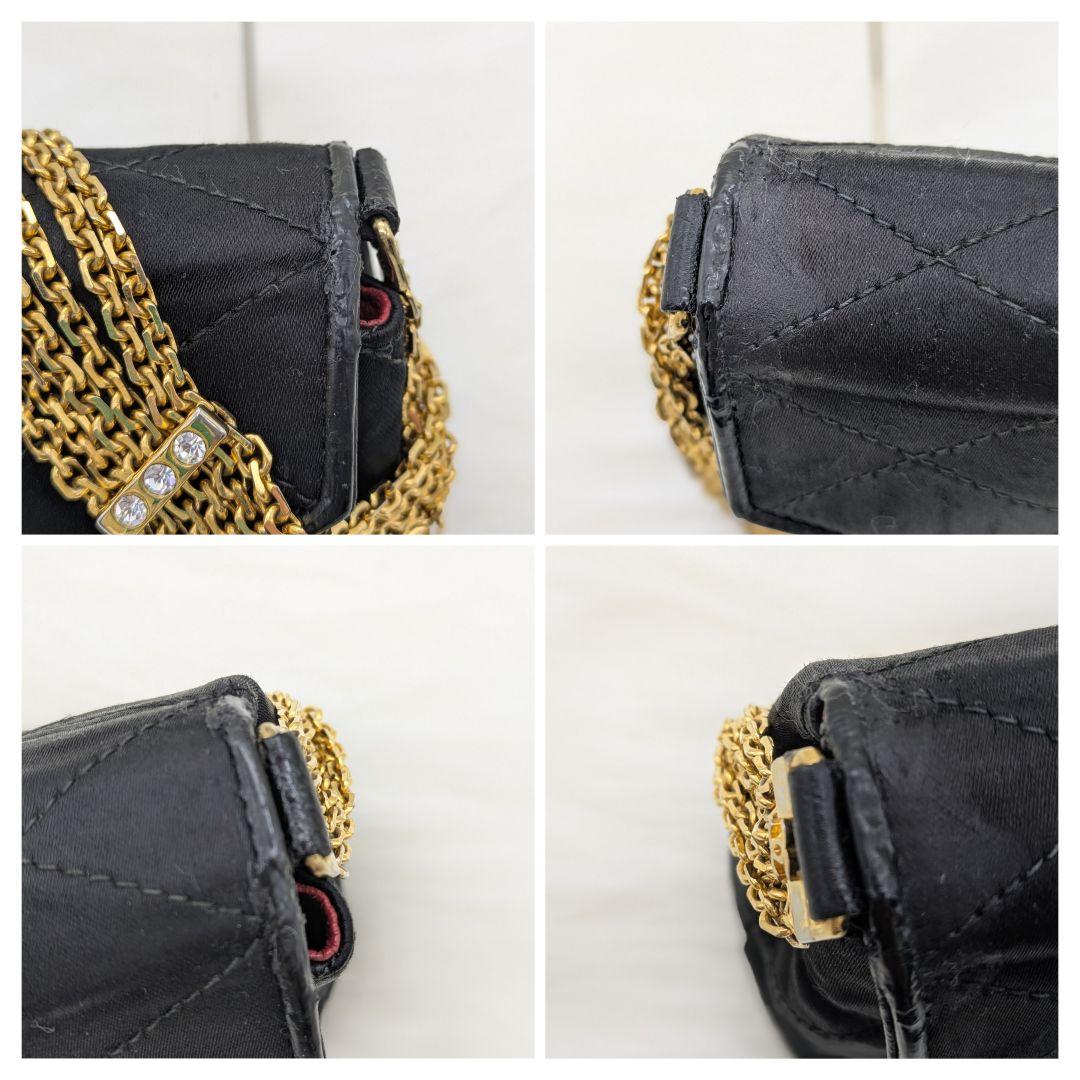 CHANEL 希少 サテン ミニマトラッセ 6連チェーン ラインストーン