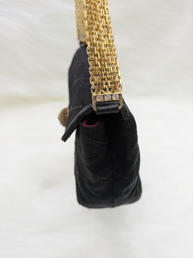 CHANEL 希少 サテン ミニマトラッセ 6連チェーン ラインストーン