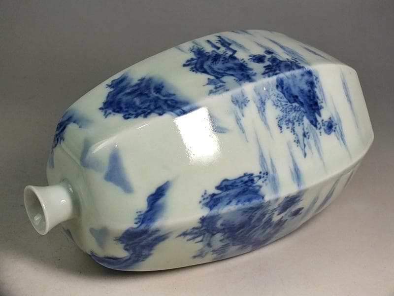 ☆ 平戸焼 染付六角徳利 江戸期 ☆A11