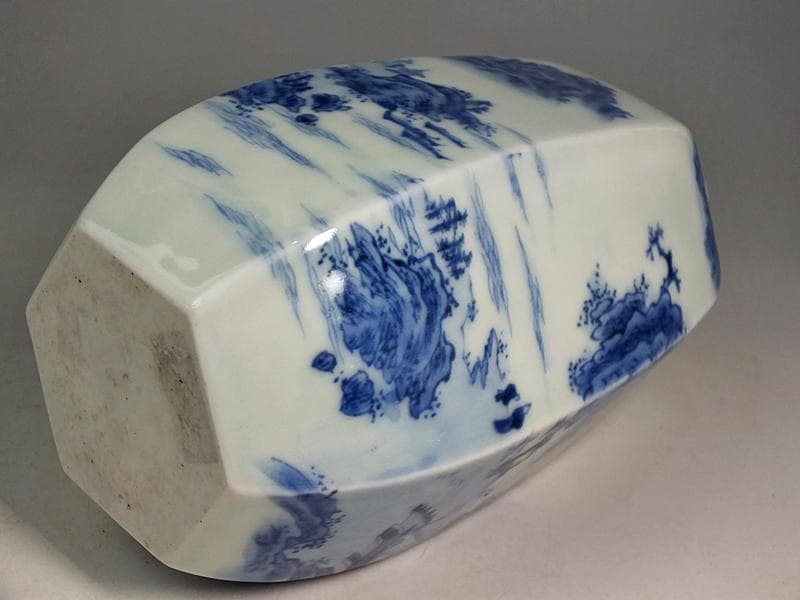 ☆ 平戸焼 染付六角徳利 江戸期 ☆A11