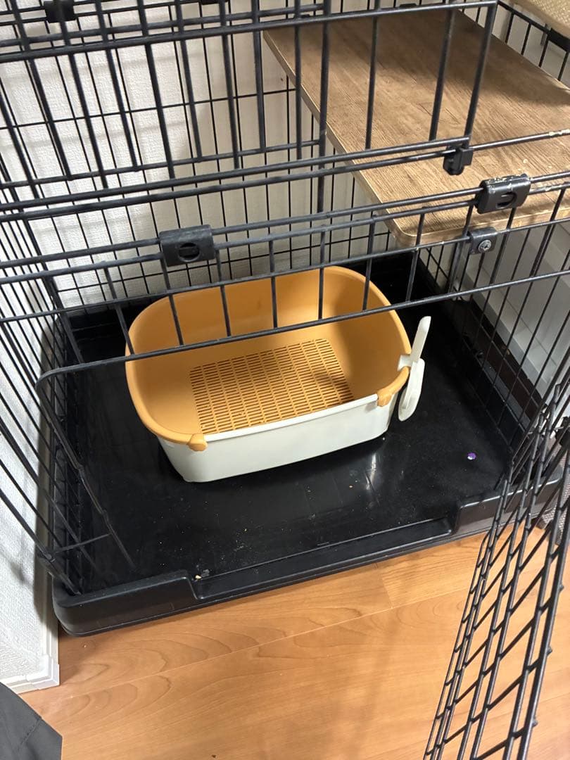 猫ケージ 3段 キャットケージ ハンモック付き ブラック＋デオトイレ