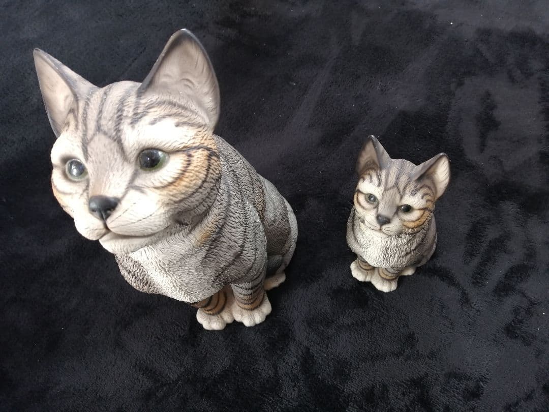 イタリア製ドマン　猫の置物 2体セット　希少レア　DEMAIN HK　見上げる猫