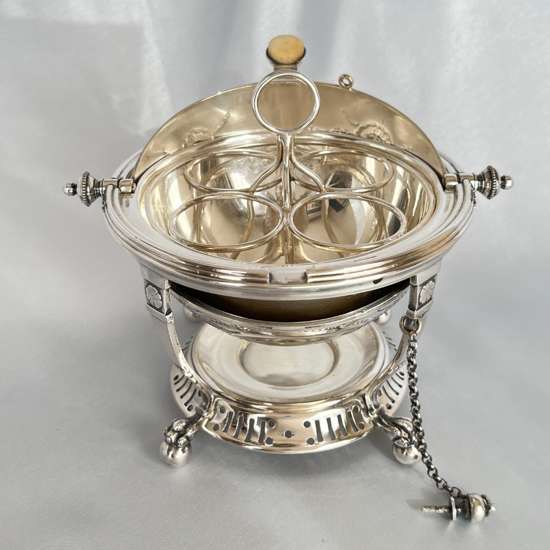 【英国 】ロールトップのエッグコドラー【シルバープレート】ライナー