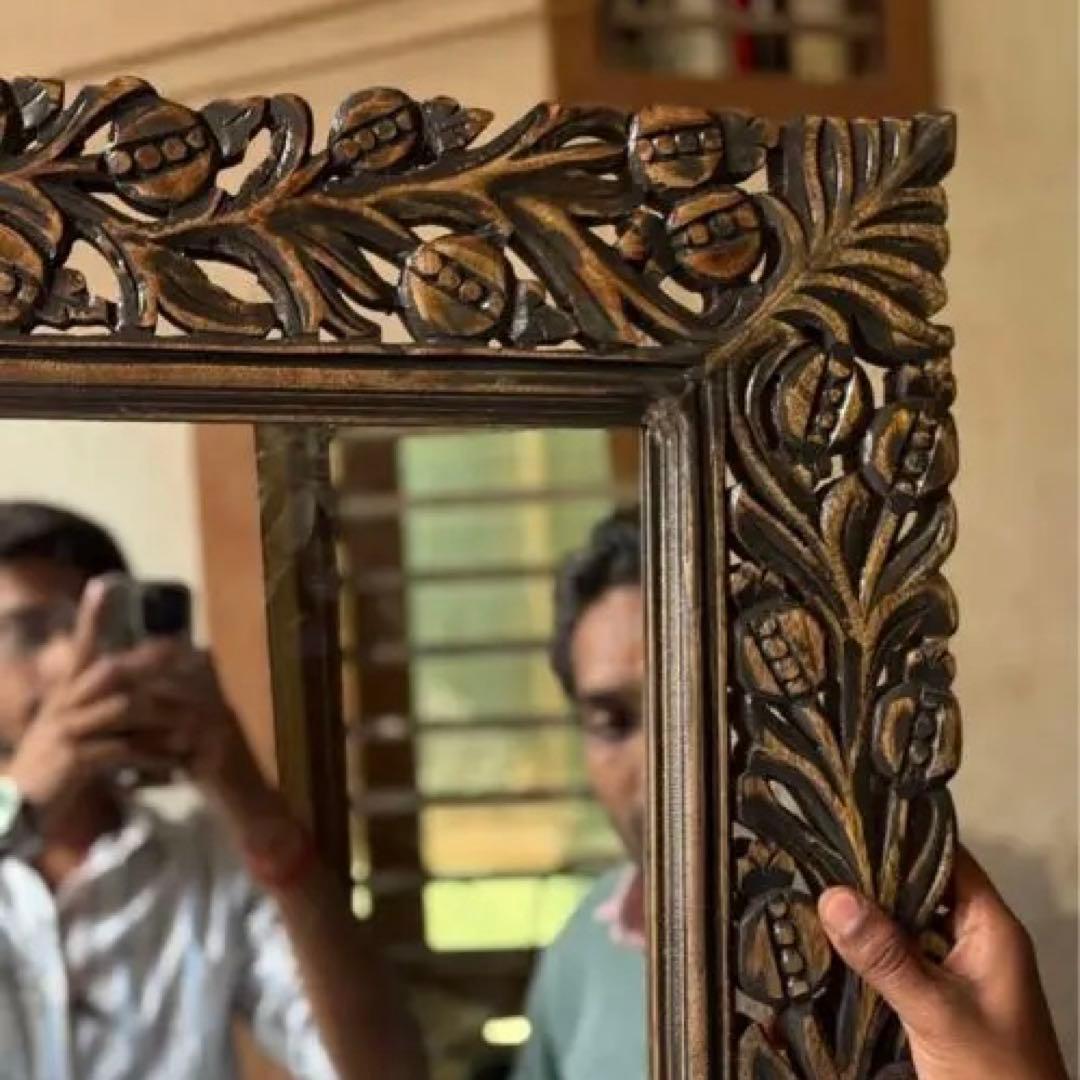 Louis　インド　手彫りのミラー　姿見
