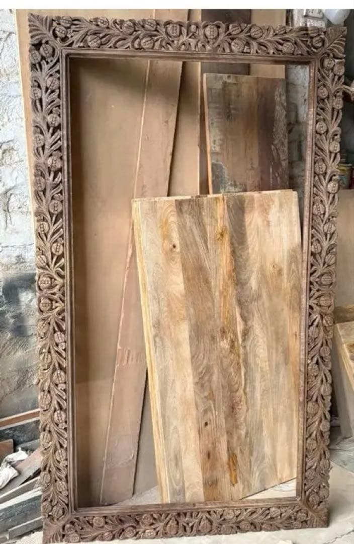 Louis　インド　手彫りのミラー　姿見