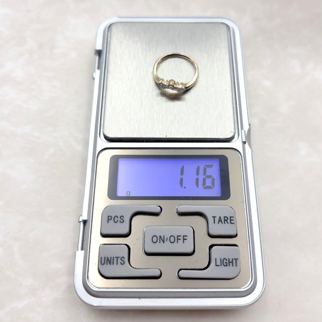 ほぼ未使用　K9 イエローゴールド　リング　ジルコニア　色石　9号　希少品　レア