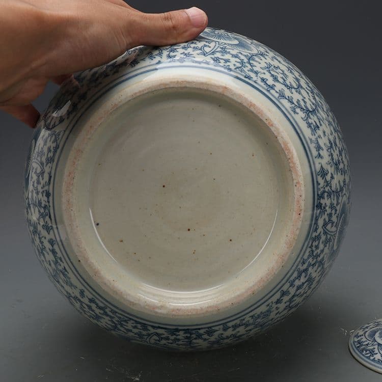 青花喜字尖蓋壺 西瓜壺 茶壺 景徳鎮 陶磁器 装飾品 現代工芸品 美術品 置物